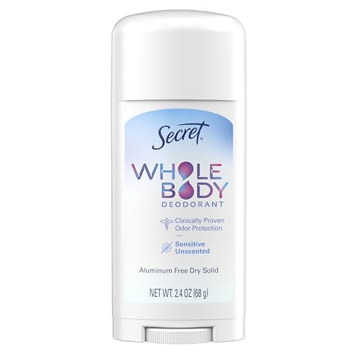 Secret, Whole Body Deodorant, Aluminum Free Dry Solid, Unscented , 2.4 Oz (68 G) - Bellso